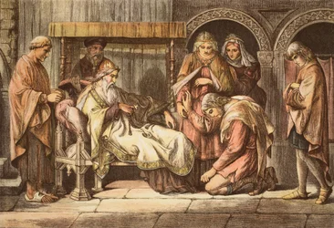 Harold, Returning from Normandy, Presents Himself to Edward the Confessor, engraved by JD Cooper