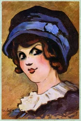 Theatre. The French actress Eve Lavalliere. Illustration by Daniel de Losques in: Je Sais Tout (magazine), France, Oct.
