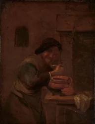 Man Eating from an Earthenware Pot