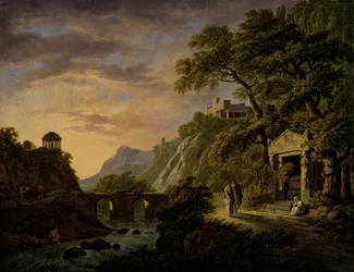 Arcadian Landscape with Setting Sun