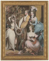 A Full Length Portrait of Mary Sturt of Crichel (1740-1807) Standing with Her Three Eldest Children, Diana, Mary and Humphry