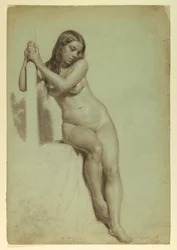 Female Nude Perched on a Stool, 1858