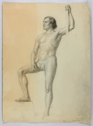 Male Nude with One Foot on a Step, 1858
