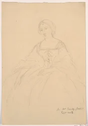 Mrs. Sheppard Gandy Seated; Verso: Line Sketch, 1859