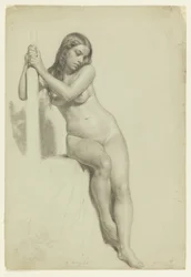 Female Nude Perched on a Stool