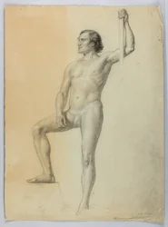 Male Nude with One Foot on a Step