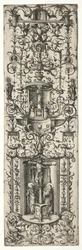 Ornamental fillet with the crucifixion and the virgin and child