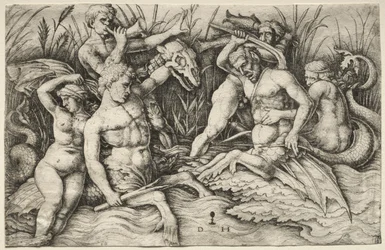 Two Tritons Fighting - Battle of the Sea Gods (right portion)