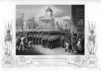 The departure of the Grenadier Guards, Trafalgar Square, London