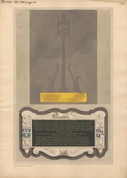 Remains of Brass Plate and Memorial to William Nicol and Ann his Wife and Elizabeth his Daughter and William his Son of Hendon Church