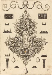 Large Pendant, Prudence Standing at Centre