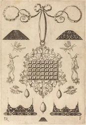 Large Pendant with Square with 35 Flat Stones