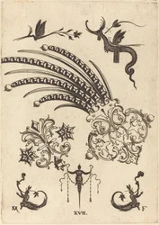Two Brooches with Dragon and Insects at Top and Human Beings with Snake-like Tails at Bottom