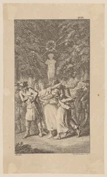 The Abduction of Miss West during a Pastoral Play by Molière in a Grove, Plate 15 from “The Life, Observations and Opinions of Johann Bunkel”