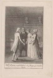Pastor Sembach gives Hellberg the hand of his daughter Minchen, sheet 6 from the series “The Call to the City”