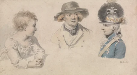 Character Studies: A Child, A Man in a Hat, Military Officer