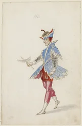 Male Figure in a Blue and Red Costume from the Ballet des Quatre Saisons de l