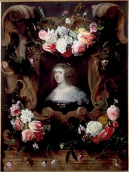 Portrait of Lady in a Wreath of Flowers