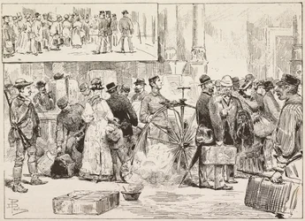 Fumigation against cholera at station, Rome, Italy