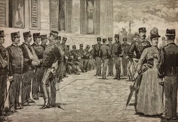 Survivors of Dogali, Eritrean War, received by sovereigns in garden of Quirinal, Rome, Italy, by Dante Paolocci