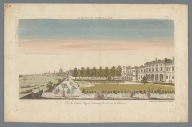 View of Somerset House from the Bank of the Thames with London in the Background