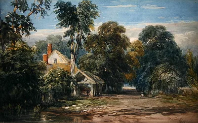 A Cottage and Byre at the Edge of a Wood