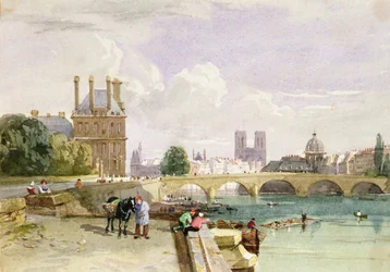 A View of the Pavillon de Flore and the Tuileries from the Seine, Notre Dame, Paris