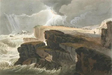 Plate from Book 10 Storm, View on the Coast of Hastings from A Treatise on Landscape Painting engraved by Richard Reeve, 1813-14