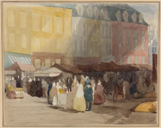 A French Market Scene, possibly Boulogne