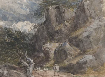 Driving Sheep in a Rocky Landscape