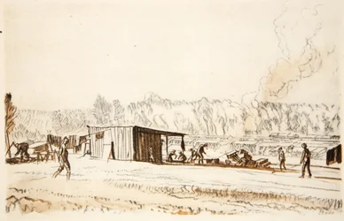 A kitchen in the field, illustration from 