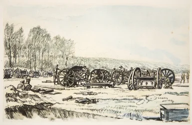 Men of the RFA cleaning their guns, illustration from 