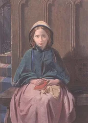 Portrait of a Girl Reading in a Church Pew