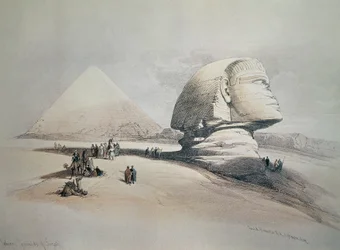 Sphynx at Giza. Lithography