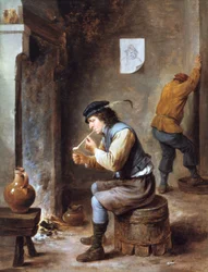 Smoker in Front of a Fire, 17th century