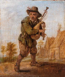 A bagpipe player