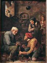 A surgery operation, a physician about to open the patient