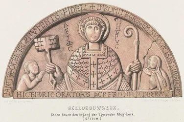 Tympanum of Egmond: Arch Drum with Peter, Count Dirk VI of Holland and His Mother Countess Petronella, ca. 1120