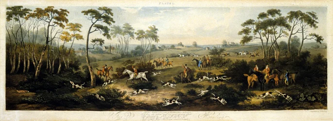 Foxhunting, plate 1, engraved by Thomas Sutherland 1817