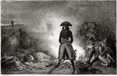 Napoleon Bonaparte camping among his soldiers in 1796 during the Italian campaign