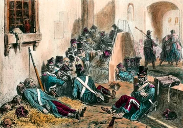 Typhus during the Napoleonic Wars (Engraving by Denis Auguste Raffet)