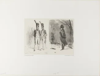 Sheet with Sketch (Grenadier of the Guard, Napoleon in a Bivouac)