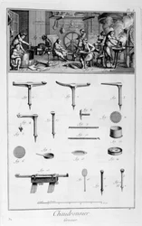 Interior of an Ironmongers, and Plans of Instruments
