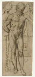 Study of a Naked Man (Hercules?) and Two Women