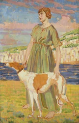 Portrait of Elizabeth Lipczinski with Her Dog Fanny, c.1911-12