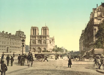 Notre Dame and St. Michael Bridge, Paris, France, c.1900