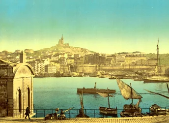 Notre Dame de la Garde from Quai de la Joilette, Marseilles, c.1890-1900