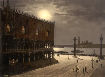 Piazzetta and San Georgio by moonlight, Venice, Italy, c.1890-1900