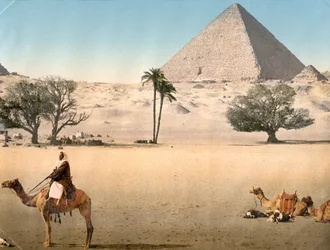 Resting Bedouins near the Great Pyramid of Giza, c.1895