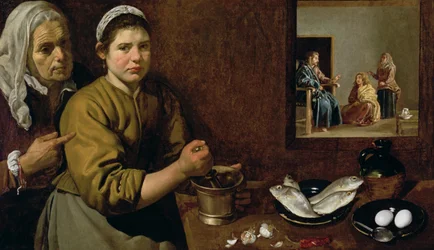Kitchen Scene with Christ in the House of Martha and Mary